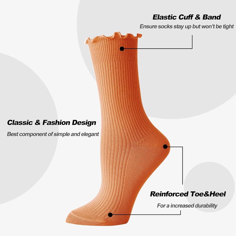 BISOUSOX Ruffle Socks Woman, White Boot Cozy Crew Cute Frilly Ankle Dress Socks for Women Girls Turn-Cuff Size 5 7-9 - Image 3